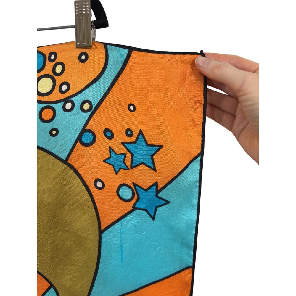 Peter Max Vintage Silk Scarf Womens Orange Self Portrait Psychedelic Pop Art - Picture 6 of 11